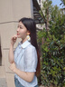 lagogo元?dú)夥I(lǐng)蕾絲顯白襯衫女拉谷谷2025年夏季新款燈籠袖短袖 淺藍(lán)色 M 曬單實(shí)拍圖