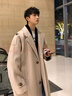 杜小閑復古毛呢大衣男士中長(cháng)款秋冬季韓版潮流高級感痞帥外套保暖風(fēng)衣服 F613 米白色 XL [建議125-145斤] 曬單實(shí)拍圖