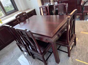 安邸 紅木家具 印尼黑酸枝（學(xué)名：闊葉黃檀）餐桌 實(shí)木餐桌椅組合 新中式方形飯桌 古典吃飯桌子 1.48米餐桌+6餐椅 曬單實(shí)拍圖