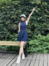 威爾勝（Wilson）官方25夏季新款女士WINNING彈力透氣后背鏤空運動網(wǎng)球修身連衣裙 海軍藍-WW00481411DBC S /165/84A 曬單實拍圖