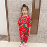 迪士尼（Disney）東北大花女童睡衣兒童夏季男童寶寶花衣服連體棉綢睡衣兒童中國風(fēng) 熱售紅色 大花 80 身高70-80cm年齡1-2歲 曬單實(shí)拍圖