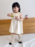 幼歌（YOUGE）【50支水洗棉】夏季嬰幼兒甜美純色無(wú)袖公主刺繡全棉連衣裙 米白 90 cm 曬單實(shí)拍圖