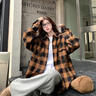 法舒琳美拉德撞色格子襯衫外套女夏季2025新款寬松百搭長(zhǎng)袖襯衣chic上衣 咖啡色 M 【建議90-110斤】 曬單實(shí)拍圖