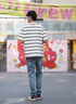 卡賓（CABBEEN）【創(chuàng  )意條紋】男裝高周波logoT恤25春夏新款時(shí)尚潮流短袖舒適 米白色12 XL /180/52 曬單實(shí)拍圖