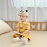 幼歌（YOUGE）嬰幼兒夏季趣味小鴨短袖襯衫立體小鴨玩偶背帶褲套裝 黃白格襯衫 90 cm 曬單實拍圖