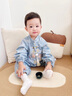 G.DUCKKIDS周歲禮服男寶寶抓周服中國風(fēng)百天嬰兒連體衣春秋新生兒衣服百日宴 藍色 73尺碼7-9個(gè)月建議寶寶13-18斤） 曬單實(shí)拍圖