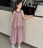 迪士尼女童夏日裙子套裝2025新款小女孩夏裝時(shí)髦吊帶公主裙兒童夏季裙褲 粉色 120 cm 曬單實(shí)拍圖