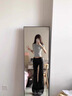 QTQP黑色辣妹低腰正裝微喇休閑褲女夏季薄款修身顯瘦垂感馬蹄西裝褲子 黑色 #長褲 XS 曬單實拍圖