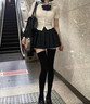 pdmcms制服套裝jk百褶短裙女學(xué)院風(fēng)收腰短袖襯衫格裙套裝兩款蝴蝶結隨機 白色短袖+碳灰短裙【套裝】 L 曬單實(shí)拍圖