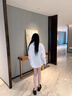 VEOX2025白色襯衫女法式百搭上衣設(shè)計感小眾中長款韓版外衣外套白襯衣 S 曬單實(shí)拍圖