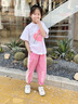 G.DUCKKIDS童裝女童套裝夏季新款兒童運動(dòng)裝中大童短袖防蚊褲女孩夏天衣服洋 粉色 150 尺碼11~12歲【140-150cm】cm 曬單實(shí)拍圖