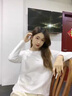恰凡（QIAFAN）白色衛(wèi)衣女春秋級(jí)寬松顯瘦百搭圓領(lǐng)長(zhǎng)袖T恤女休閑百搭打底衫上衣 白色 M 曬單實(shí)拍圖