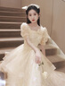 麗佰昕香檳色晚禮服裙女2025新款輕奢小眾高端高級感聲樂藝考主持人演出 香檳色 3XL  建議130-135斤 曬單實(shí)拍圖
