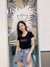 俞兆林短袖t恤女2025夏季新款印花正肩短袖女修身顯瘦潮流時尚體恤衫女 黑色-圓領(lǐng)【ORI白】 XL 111-125斤 曬單實拍圖