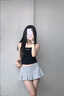 婍妡小個(gè)子防走光美式低腰半身裙夏季新款運動(dòng)風(fēng)百搭修身顯瘦百褶短裙 黑色 XS 曬單實(shí)拍圖