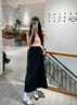 翊尚美工裝裙褲女夏季2025新款山本冰絲褲子女九分高腰顯瘦遮胯闊腿褲 黑色【冰感闊腿防走光】 M 【適合101-125斤】 曬單實(shí)拍圖