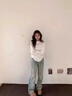 夏蓓朵美式淺色窄版闊腿牛仔褲女舒適感春夏款高腰寬松2025直筒拖地褲子 藍色長(cháng)褲 M 99-115斤 曬單實(shí)拍圖