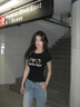 FDR官方店 辣妹豹紋kitty貓印花圓領(lǐng)短袖t恤女夏季修身體恤上衣 白灰色 L 曬單實(shí)拍圖