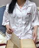 果殼（Gukoo）睡衣女25春季新款轟轟小狗系列可愛條紋純棉長袖女士家居服套裝A 薄紗粉套裝 L 曬單實拍圖