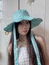 蟻倘遷遮陽(yáng)帽女春夏季格子系帶漁夫帽出游碎花戶(hù)外登山太陽(yáng)帽大檐防曬帽 薄荷綠 可調節(54-60cm) 曬單實(shí)拍圖