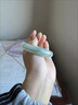 雅嬌詩(shī)天然a貨翡翠手鐲冰種飄綠玉手鐲女半山半水玉鐲陽(yáng)綠鐲送母親 56-57mm（天然A貨帶證書） 曬單實(shí)拍圖