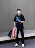 威覺美式牛仔褲男春夏季vibe褲子男款修身休閑褲高個(gè)子直筒微喇褲子 黑色 XL碼（110斤-145斤） 曬單實(shí)拍圖