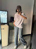 森馬（Semir）短袖t恤女中長款寬松上衣海洋精靈印花2025夏新款涼感抑菌套頭衫 漂白10007 L 165/88A 曬單實(shí)拍圖