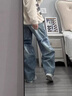 7家優(yōu)品彎刀牛仔褲男春夏季新款美式復古寬松直筒高街潮流百搭闊腿長(cháng)褲子 SXNZ-769藍色 XL 曬單實(shí)拍圖