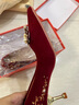 UKMJ紅色婚鞋女秀禾服兩穿細高跟新娘鞋2025年夏秋中式禮服婚鞋PU細跟 酒紅細跟4厘米 37 曬單實(shí)拍圖