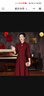 皮爾卡丹（pierre cardin）喜婆婆婚宴裝平時可穿媽媽結(jié)婚禮服新款顯瘦連衣裙改良旗袍秋 酒紅色 L (100-110斤) 曬單實拍圖
