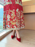 卓詩尼紅色高跟鞋春夏女絲絨婚鞋中式秀禾細(xì)跟氣質(zhì)不累腳婚鞋 紅色 38 曬單實(shí)拍圖