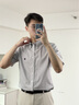 BrooksBrothers布克兄弟男士25早秋新款牛津紡刺繡logo短袖襯衫 B976-條紋 M 曬單實拍圖