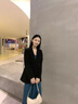 紫魅俏小西裝女套裝春秋冬長(cháng)袖雙排扣休閑百搭年輕洋氣款有垂感西服外套 杏色(單件西裝) L 曬單實(shí)拍圖