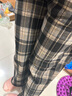 唐獅（TonLion）2024女休閑顯瘦松緊格紋加絨休閑褲 黑色調 M  曬單實(shí)拍圖