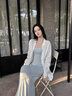 FSHE感法式藍色吊帶連衣裙女夏季2025新款包臀長(cháng)裙開(kāi)春穿搭套裝女裙子 藍色吊帶裙單件 S 40/45kg 曬單實(shí)拍圖
