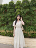香影法式波點v領(lǐng)連衣裙女2025夏裝新款萊賽爾天絲泡泡袖高腰裙子 波點 S 155/80A/85-95斤 曬單實拍圖