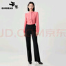 哥弟（GIRDEAR）女裝新款暗扣四面彈直筒正裝西褲女1100497 黑色 XL (5碼) 曬單實拍圖