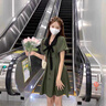 莫代爾格子連衣裙女2025夏季新款收腰顯瘦氣質(zhì)泡泡袖蝴蝶結(jié)系帶A字短裙 綠色 M 建議105-115斤左右 曬單實(shí)拍圖