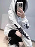 安初夏自主寶劍衛(wèi)衣男高街刺繡重工亮片連帽衫fog美式情侶百搭春裝衣服 Y04白色 XL 110-125斤 曬單實拍圖
