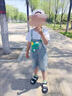 兒童夏裝男童夏季套裝男寶寶休閑新款小童裝背帶褲兩件套 綠色恐龍牛仔背帶短袖套裝 110 碼4~5歲【100-110cm】 曬單實拍圖