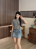 Calvin KleinJeans25春夏新款女士休閑通勤字母印花純棉針織短袖T恤47B864G P7E-椰青灰 S 曬單實拍圖