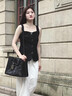 BCBGMAXAZRIA【頭層牛皮玫瑰雕花】手提女包輕奢大牌托特包大雅丹風(fēng)單肩斜挎包 黑色 曬單實(shí)拍圖