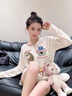 減齡可愛(ài)狗狗印花防曬罩衫長(zhǎng)袖t恤女春夏季寬松慵懶風(fēng)高級(jí)感上衣 杏色 M 曬單實(shí)拍圖