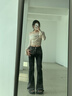 Jret黑灰漸變色微喇叭牛仔褲女高腰顯瘦2025年秋冬季新款彈力馬蹄褲子 黑色長褲 S [建議88-100斤] 曬單實(shí)拍圖