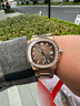 羅賓尼（LOBINNI）手表男士機械表夜光鑲鉆多功能鸚鵡螺防水2025新款腕表19069C [鉆圈] 玫殼咖面 曬單實(shí)拍圖