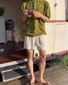 仕步凡 SIGOFAD華夫格短袖t恤男款潮牌ins貼標翻領(lǐng)Polo衫夏季寬松潮流半袖體恤衫 米白色 XL 曬單實(shí)拍圖