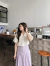 艾珠兒（Aizhuer）連衣裙夏裝搭配一整套女2025新款韓系襯衫紫色a字半身裙兩件套裝 上衣+半身裙 M 曬單實拍圖