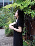 音兒（YINER）【小香風(fēng)】YINER音兒專選女裝夏季蕾絲翻領(lǐng)木耳邊拼接連衣裙 黑色 M 曬單實拍圖