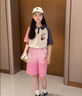 哈羅小黃鴨（G.DUCKKIDS）女童牛仔中褲夏季2025新款夏裝兒童短褲外穿洋氣中大童女孩五分褲 粉色漸變中褲 120 cm 曬單實(shí)拍圖