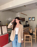 香影休閑黃色小西裝外套女2025春季新款韓版寬松職場顯瘦正肩西服 黃色 S 曬單實拍圖
